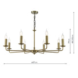 Dar Favian 8 Light Pendant Matt Bronze Fitting Only