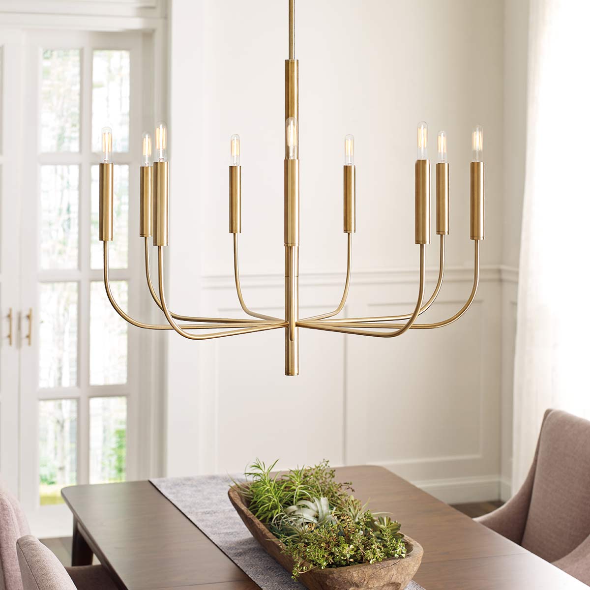Feiss Brianna 9 Light Chandelier Brass