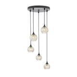 Dar Federico 5 Light Cluster Pendant Black Clear/Wire Glass