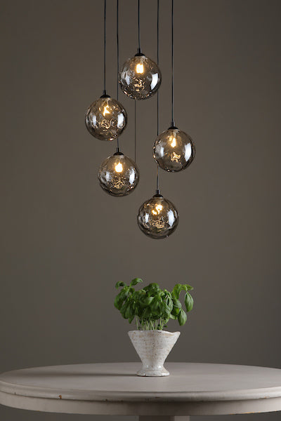 Dar Federico 5lt Cluster Black with Smoked Glass –  from Amos Lighting + Home