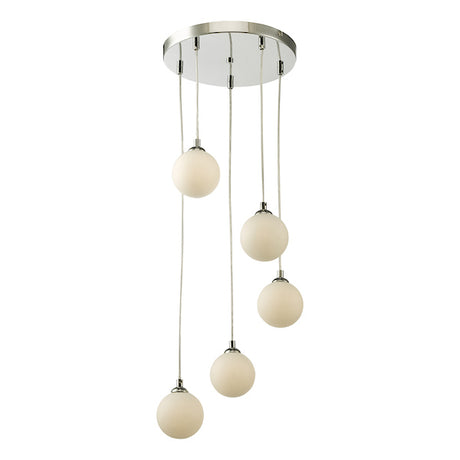 Dar Federico 5 Light Cluster Pendant Polished Chrome Opal Glass –  from Amos Lighting + Home