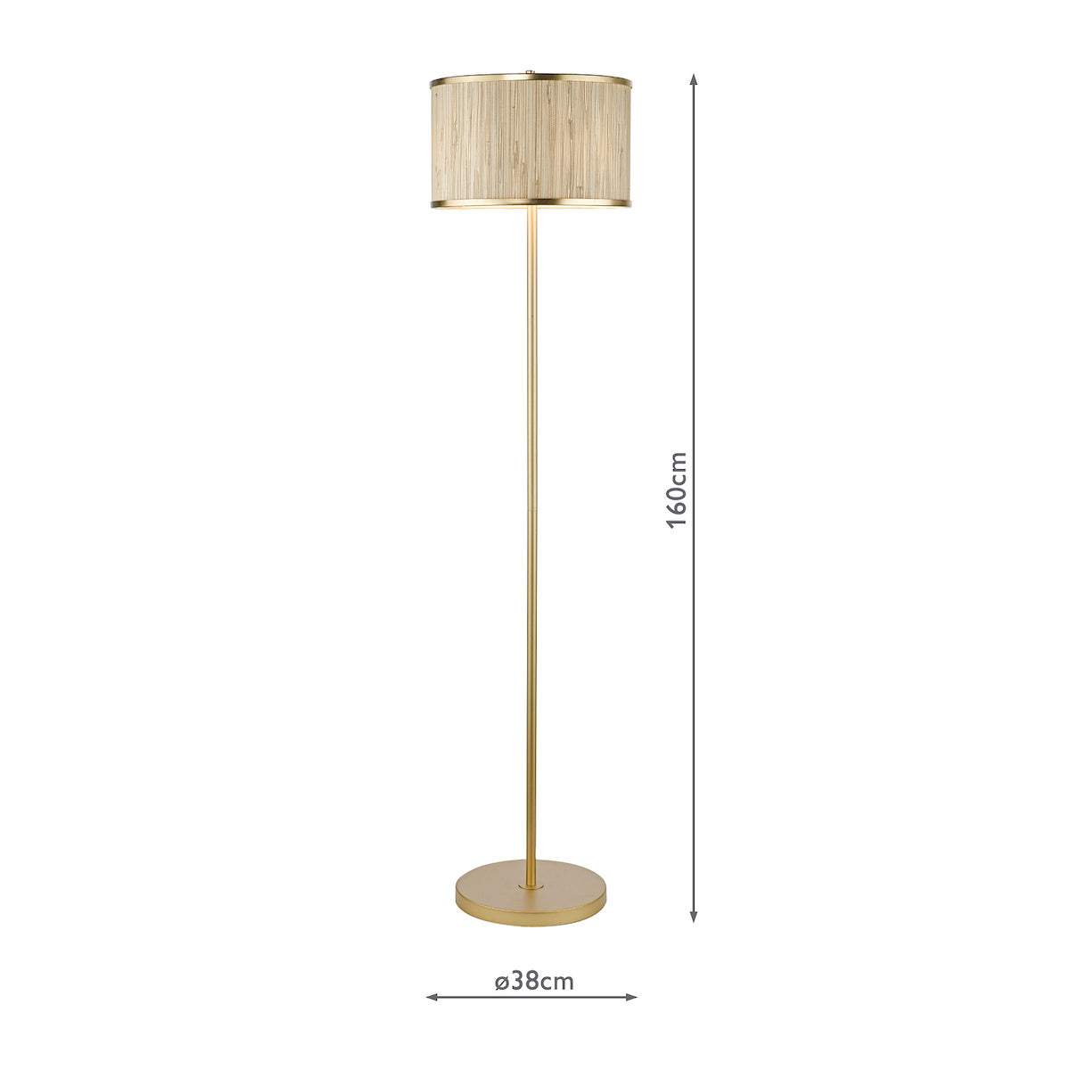 Dar Fenella Floor Lamp Gold Leaf and Seagrass –  from Amos Lighting + Home