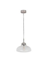 Garden Trading Fovant Fluted Glass Pendant Light Satin Nickel Finish