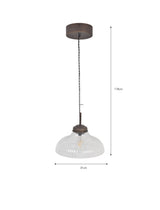 Garden Trading Fovant Fluted Glass Pendant Light Antique Bronze Finish