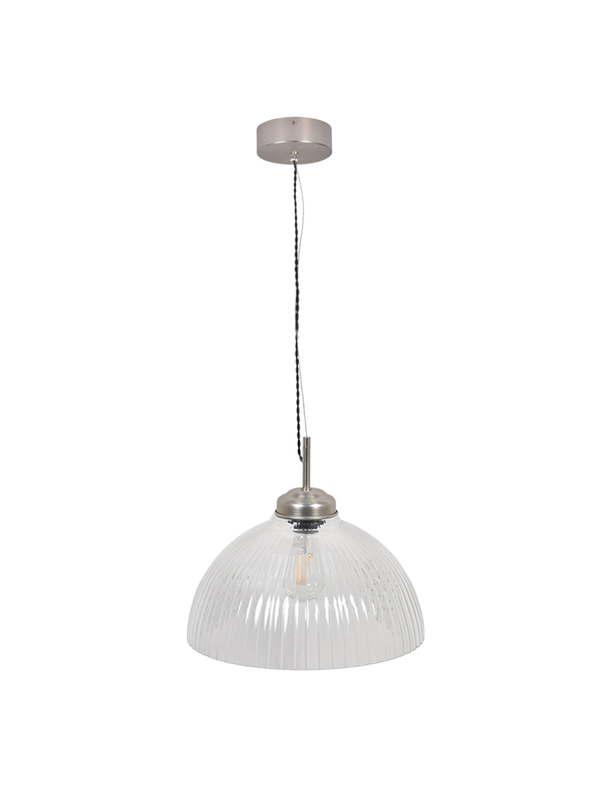 Garden Trading Fovant Glass Pendant Light Satin Nickel Finish Large