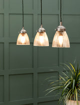 Garden Trading Fovant Glass Triple Pendant Light Satin Nickel Finish