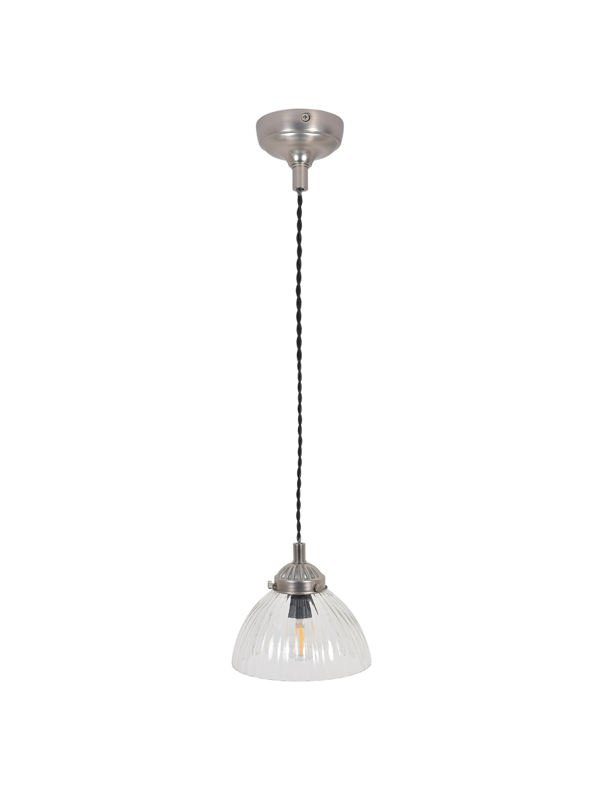 Garden Trading Fovant Glass Pendant Light Satin Nickel Finish Small