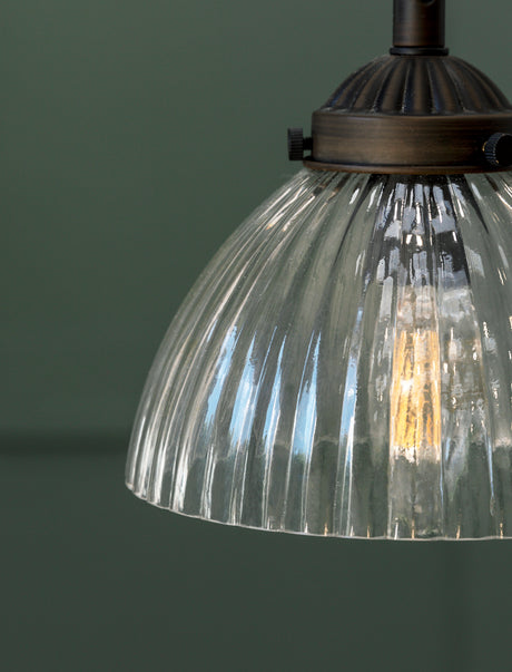 Garden Trading Fovant Glass Pendant Light Antique Bronze Finish Small
