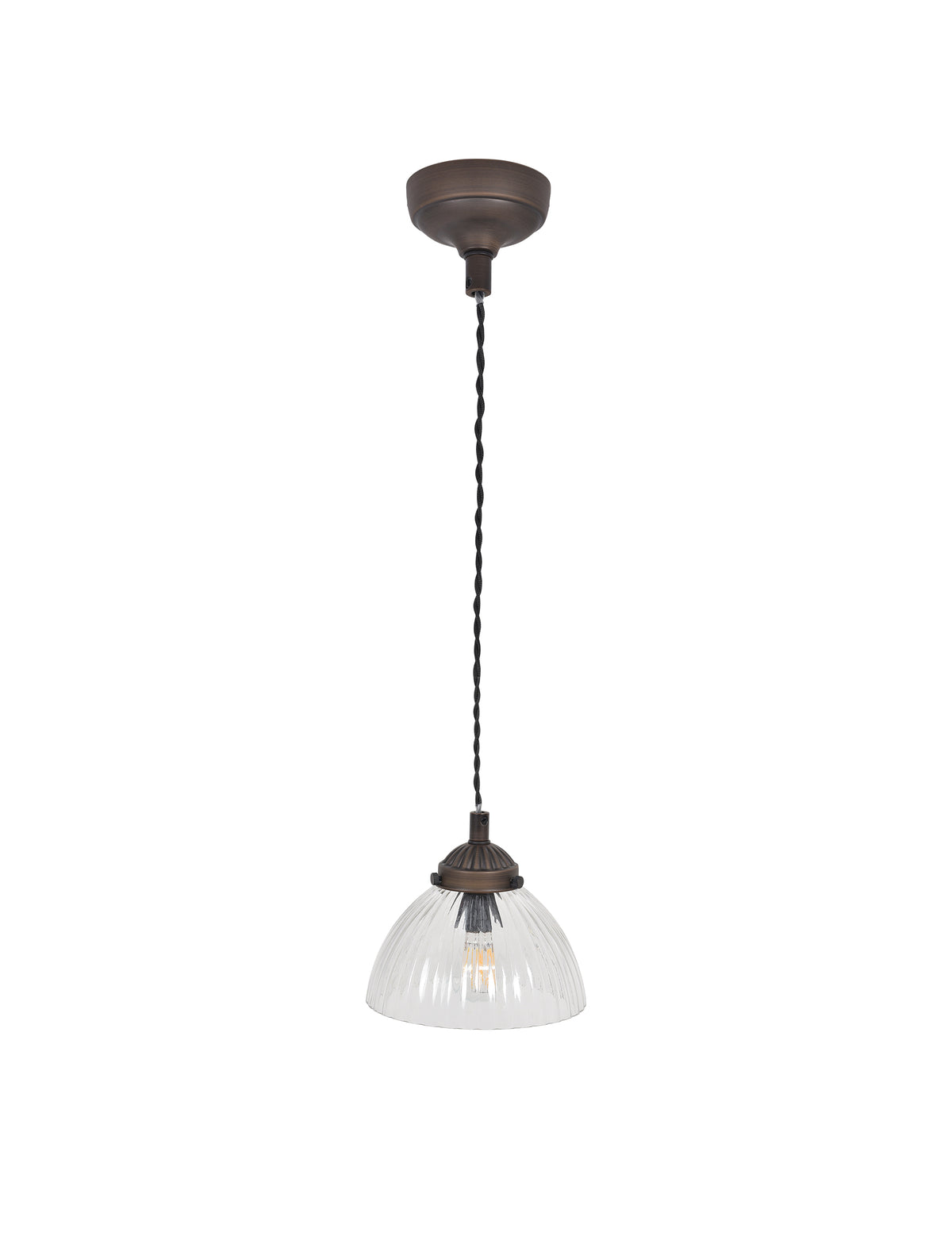 Garden Trading Fovant Glass Pendant Light Antique Bronze Finish Small