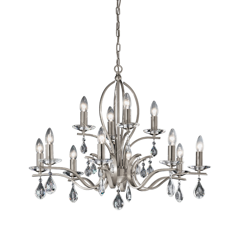 Franklite Willow 12 Light Chandelier Satin Nickel