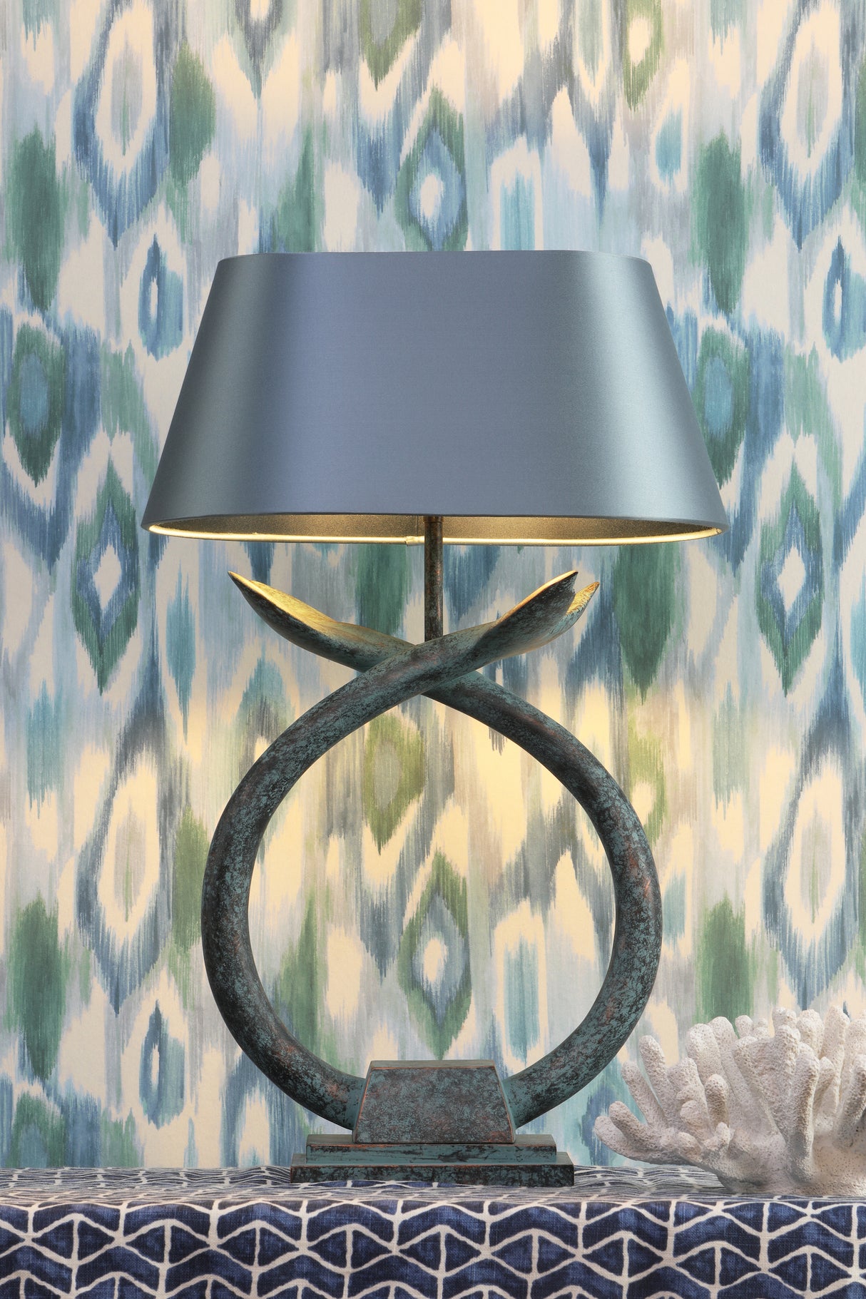 David Hunt Fluke Table Lamp Distressed Verdigris Base Only