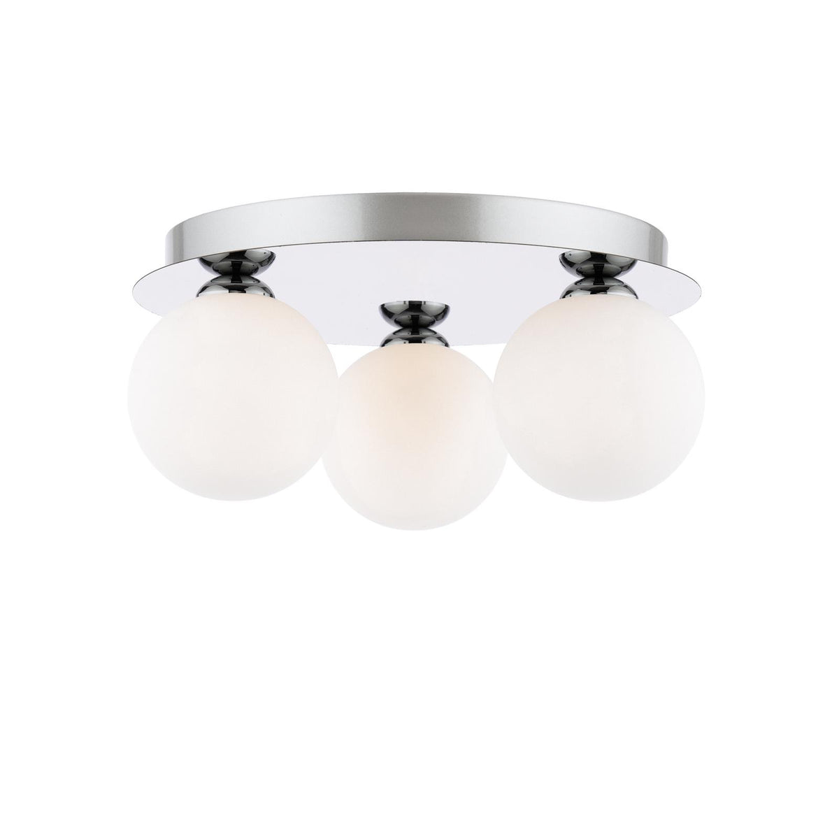 Dar Foley 3 Light Flush Polished Chrome and Opal Glass