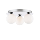 Dar Foley 3 Light Flush Polished Chrome and Opal Glass
