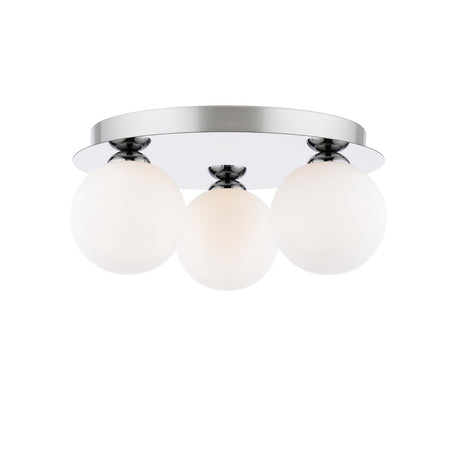 Dar Foley 3 Light Flush Polished Chrome and Opal Glass