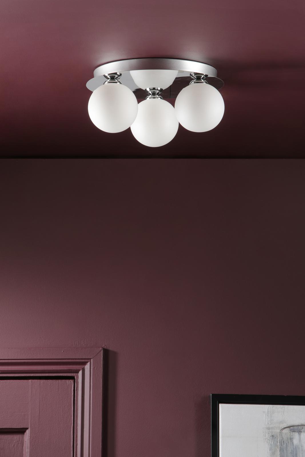 Dar Foley 3 Light Flush Polished Chrome and Opal Glass