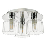Dar Forseti 3 Light Bathroom Flush Light Polished Chrome and Glass IP44