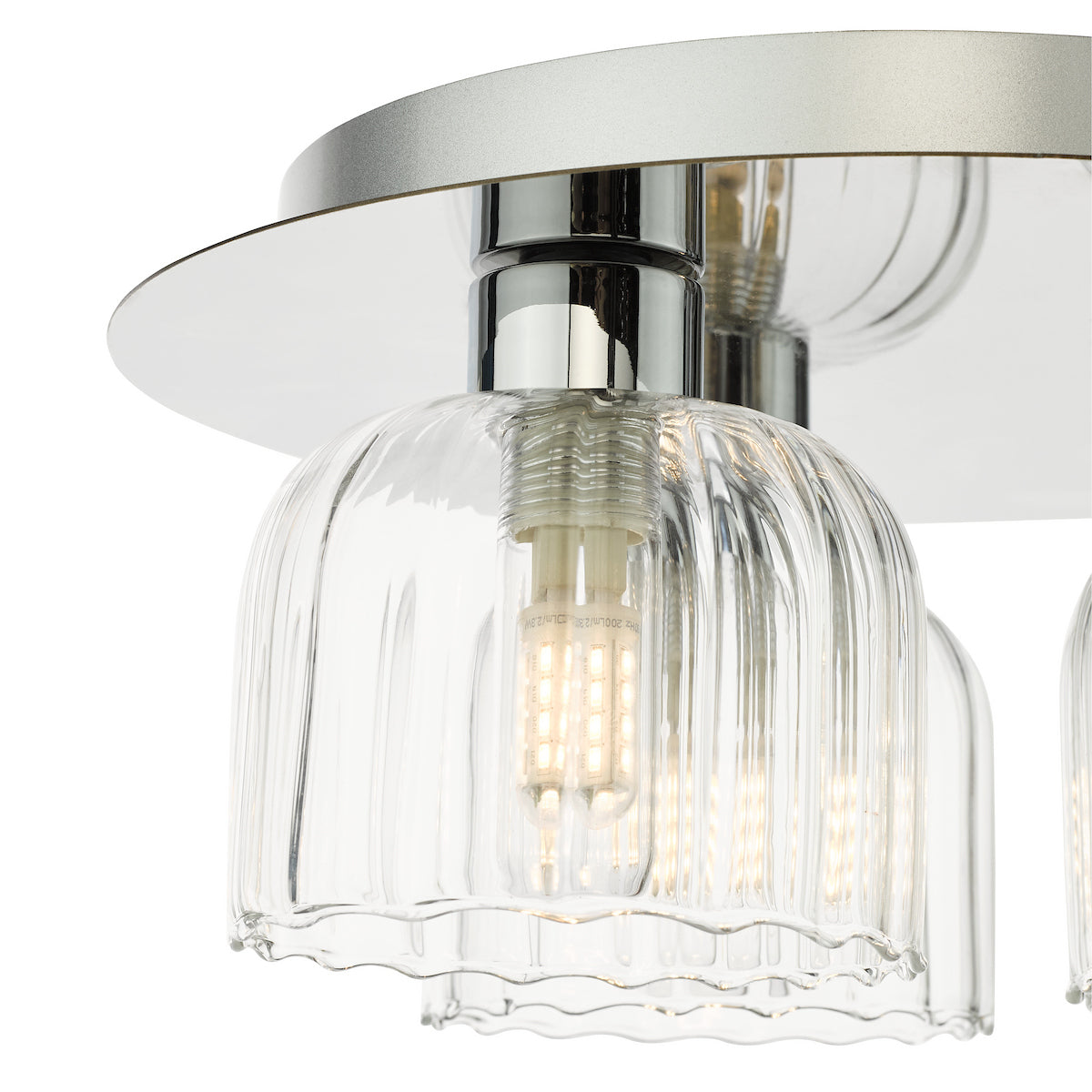 Dar Forseti 3 Light Bathroom Flush Light Polished Chrome and Glass IP44