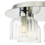 Dar Forseti 3 Light Bathroom Flush Light Polished Chrome and Glass IP44