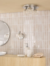 Dar Forseti 3 Light Bathroom Flush Light Polished Chrome and Glass IP44