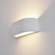White wall-mounted LED light fixture on a plain wall