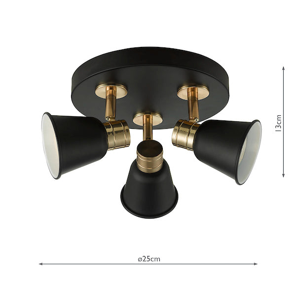 Dar Fry 3 Light Round Spotlight Black and Rose Gold –  from Amos Lighting + Home