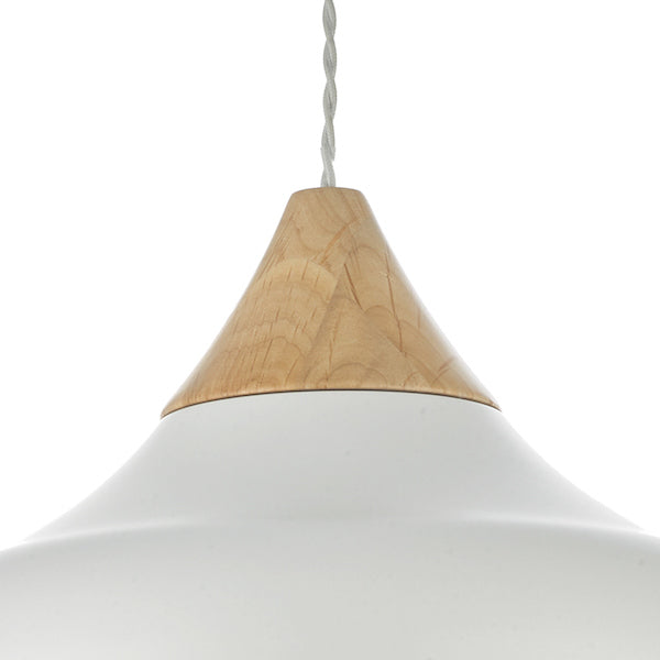 Dar Gaucho Small Pendant Matt White & Wood –  from Amos Lighting + Home