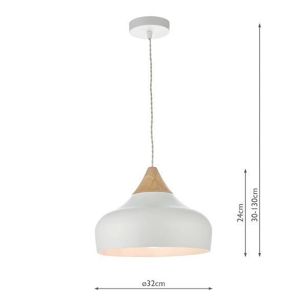 Dar Gaucho Small Pendant Matt White & Wood –  from Amos Lighting + Home