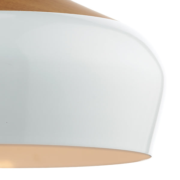 Dar Gaucho Large Pendant Gloss White & Wood –  from Amos Lighting + Home