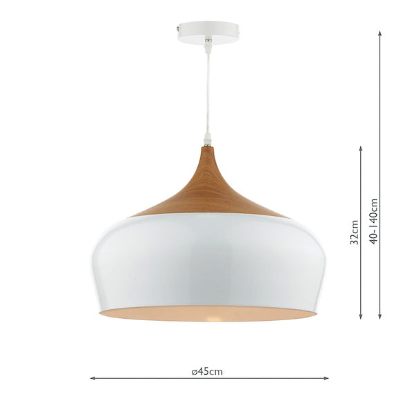 Dar Gaucho Large Pendant Gloss White & Wood –  from Amos Lighting + Home