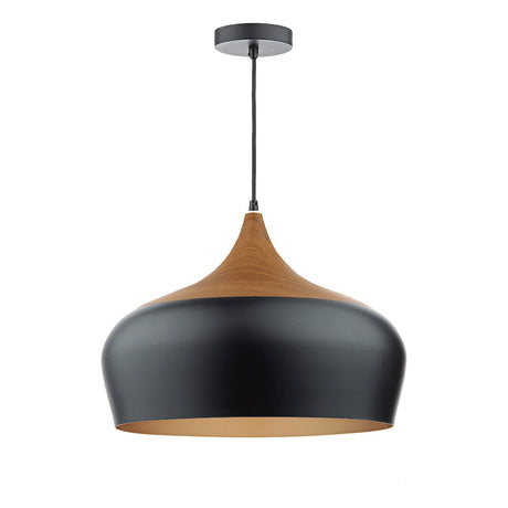 Dar Gaucho Large Pendant Matt Black & Wood –  from Amos Lighting + Home