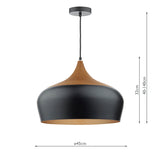 Dar Gaucho Large Pendant Matt Black & Wood –  from Amos Lighting + Home