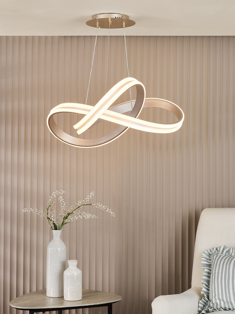 Dar Gavino Pendant Brushed Silver LED