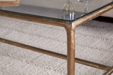 Nkuku Gilasi Cast Metal & Glass Coffee Table Antique Brass