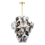 Dar Genoa 8 Light Pendant Chandelier Natural Brass and Smoked Glass