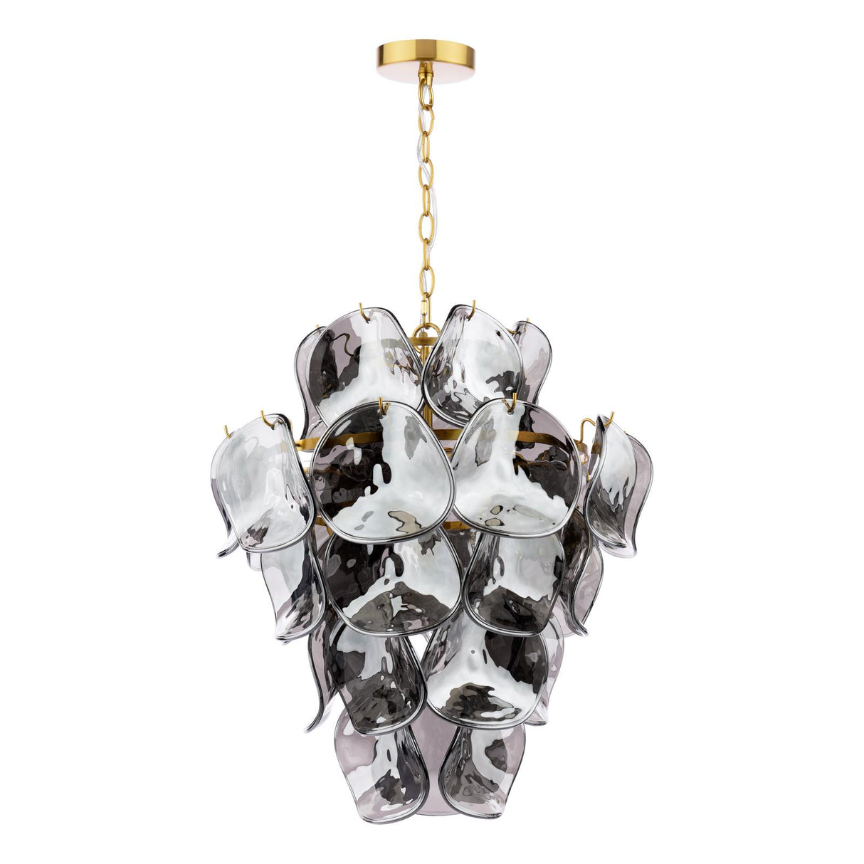 Dar Genoa 8 Light Pendant Chandelier Natural Brass and Smoked Glass