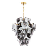 Dar Genoa 8 Light Pendant Chandelier Natural Brass and Smoked Glass