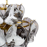 Dar Genoa 8 Light Pendant Chandelier Natural Brass and Smoked Glass
