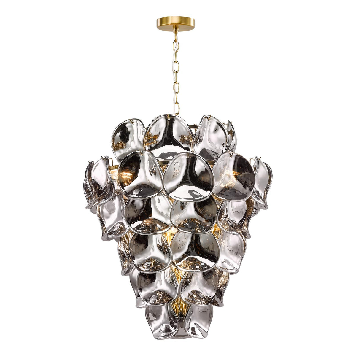 Dar Genoa 12 Light Chandelier Natural Brass and Smoked Glass