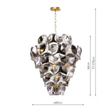Dar Genoa 12 Light Chandelier Natural Brass and Smoked Glass