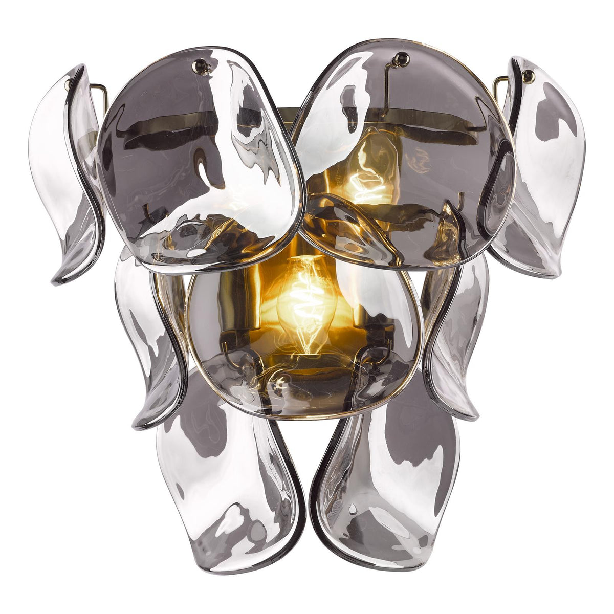 Dar Genoa 3 Light Wall Light Natural Brass and Smoked Glass