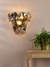 Dar Genoa 3 Light Wall Light Natural Brass and Smoked Glass