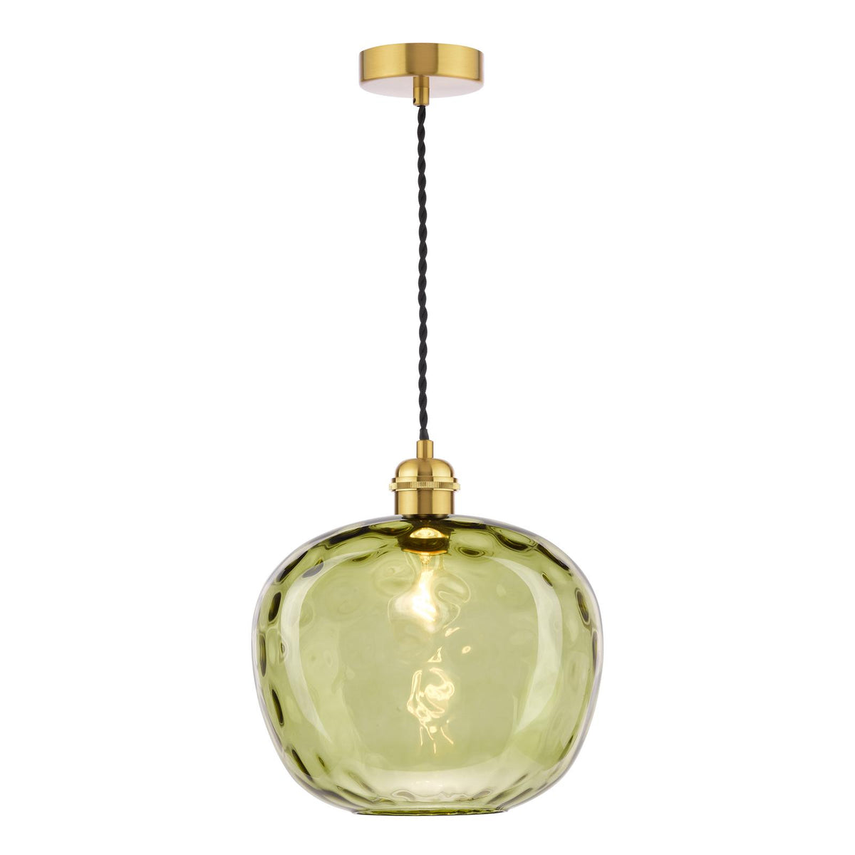 Dar George Pendant Natural Brass with Green Dimple Glass