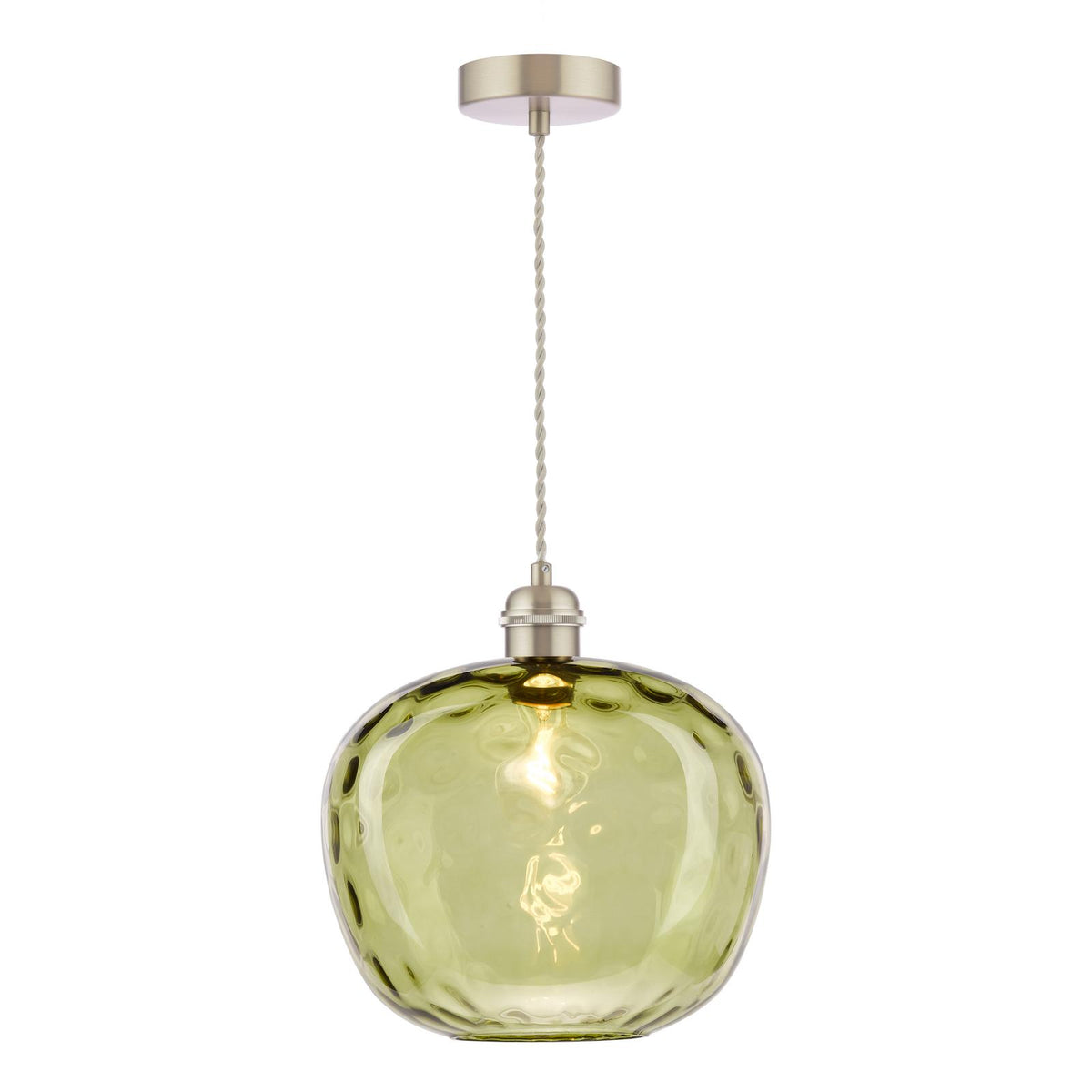 Dar George Pendant Antique Chrome with Green Dimple Glass