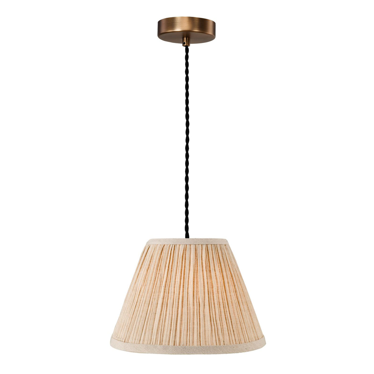 Dar George Pendant Antique Bronze with Natural Linen Pleated Shade