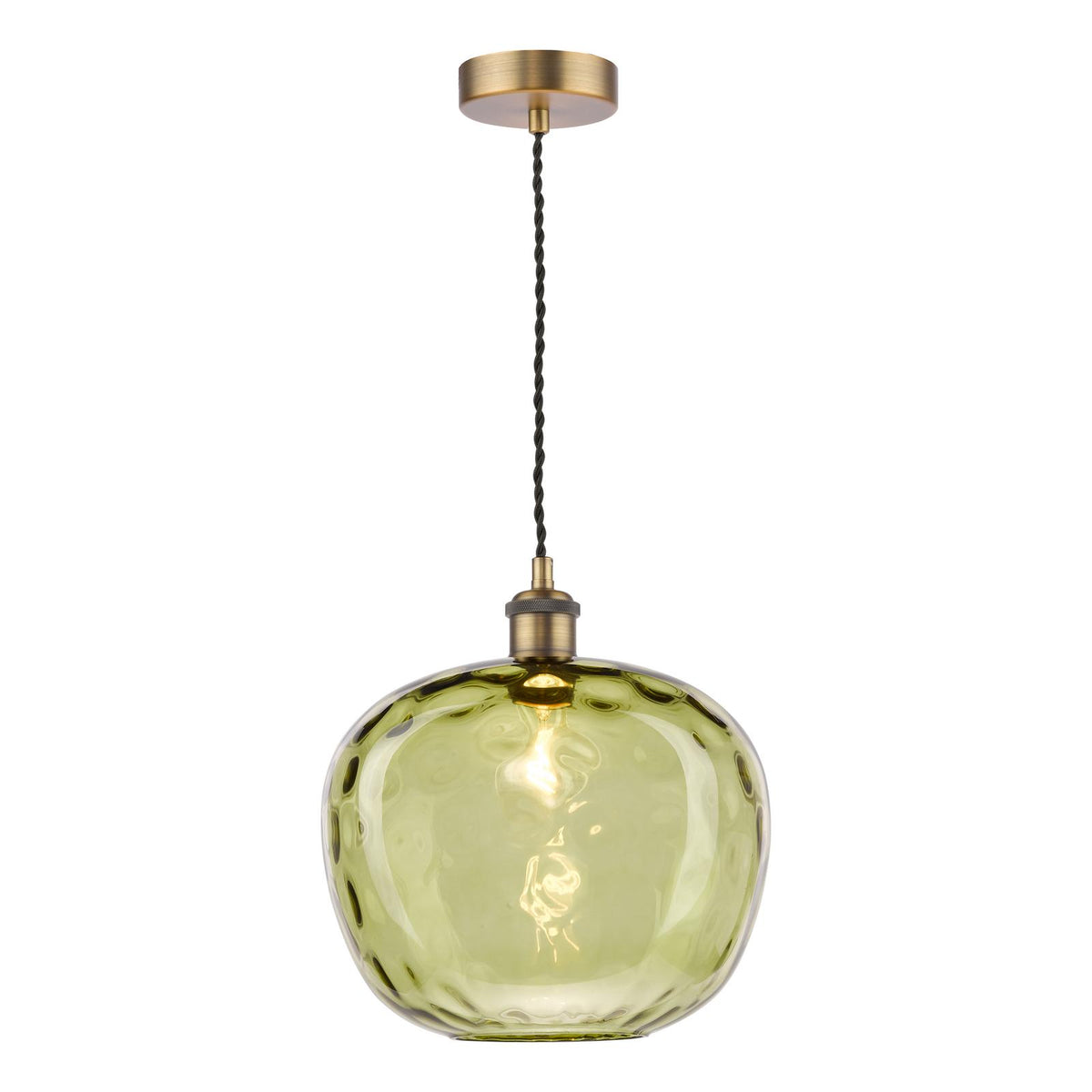 Dar George Pendant Antique Bronze with Green Dimple Glass
