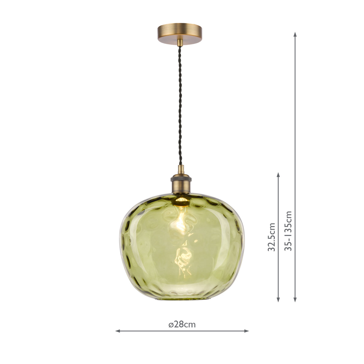 Dar George Pendant Antique Bronze with Green Dimple Glass