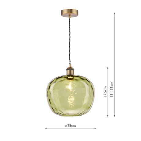 Dar George Pendant Antique Bronze with Green Dimple Glass