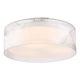 Dar Geryon 3 Light Bathroom Ceiling Light Polished Chrome and Ribbed Glass IP44