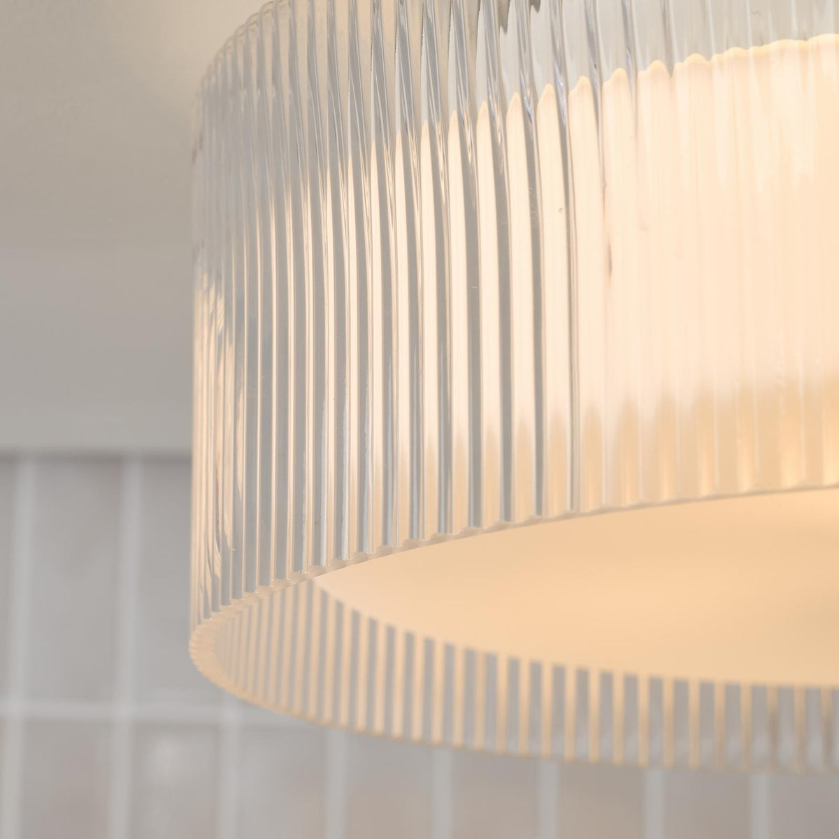 Dar Geryon 3 Light Bathroom Ceiling Light Polished Chrome and Ribbed Glass IP44