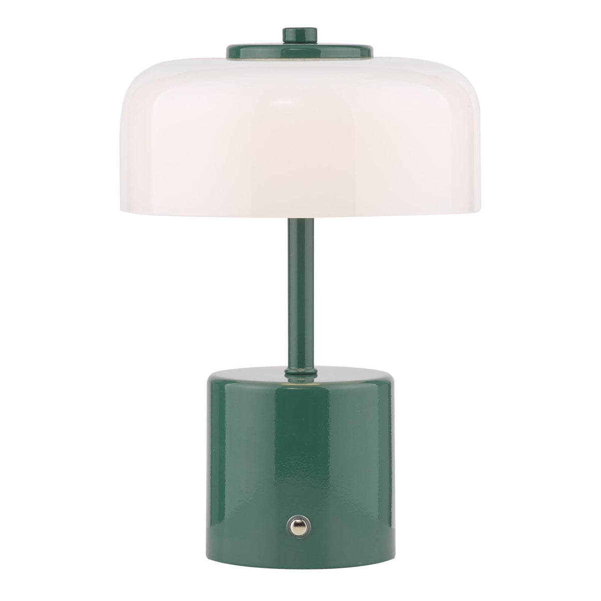 Dar Gidget Rechargeable Table Lamp Green and Opal Glass LED
